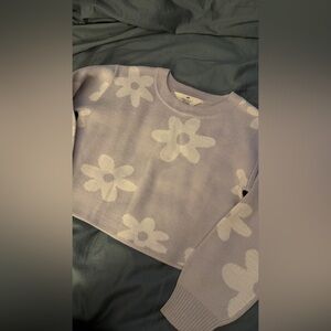 H&M Girls Pastel Purple crop Floral Sweater